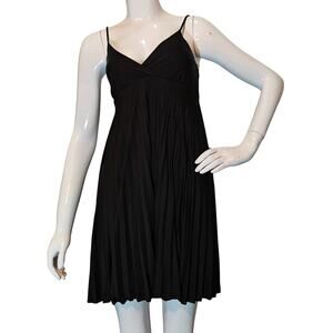 Mai Tai Black Pleated Empire Waist Slip Dress Small
